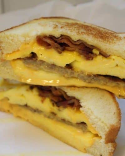 Air Fryer Sausage, Bacon, and Egg Sandwich