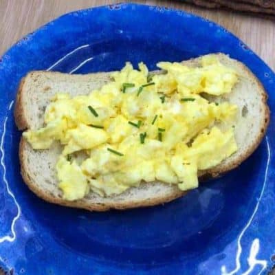 Air Fryer Scrambled Eggs on Toast