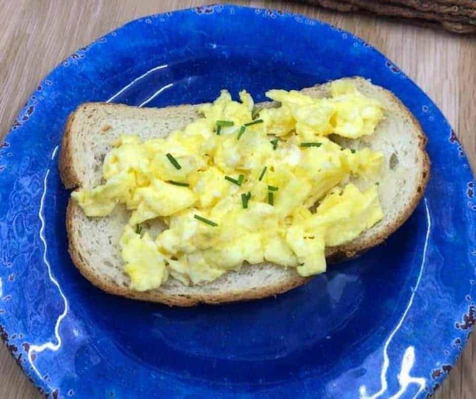 Air Fryer Scrambled Eggs On Toast Fork To Spoon