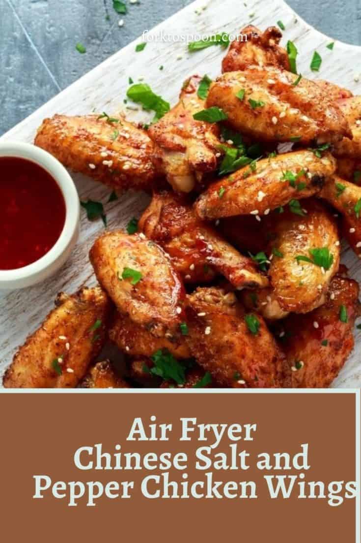 Air Fryer Chinese Salt and Pepper Chicken Wings Fork To Spoon