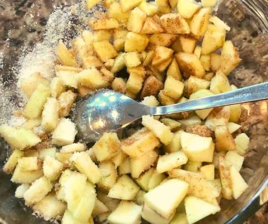 Diced Apples in Bowl