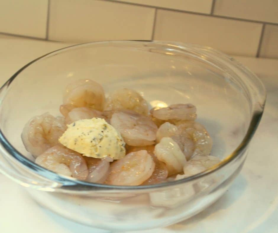 Shrimp with Butter and Olive Oil in Bowl