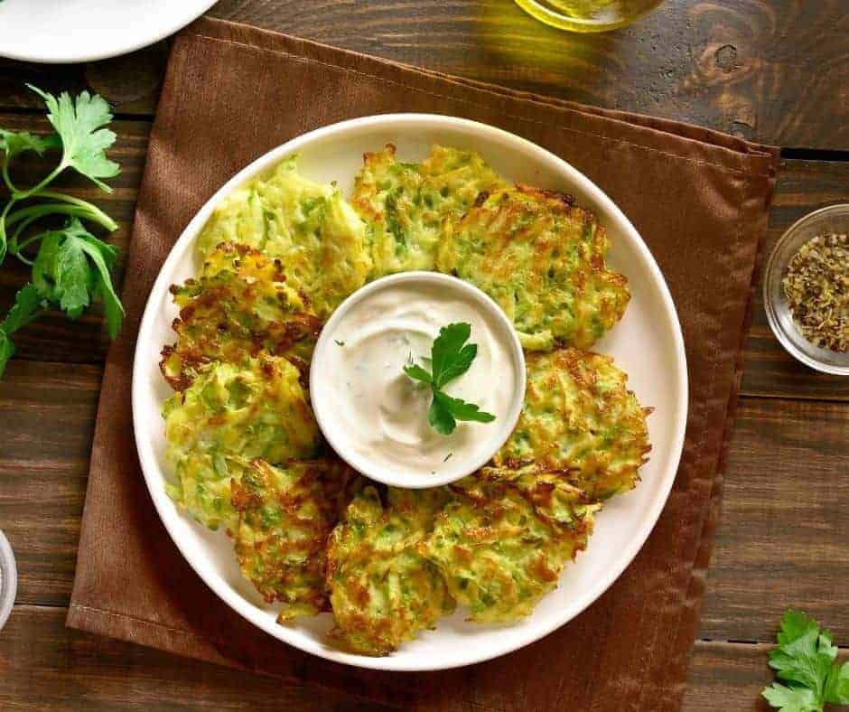 Air Fryer Zucchini Fritters Fork To Spoon