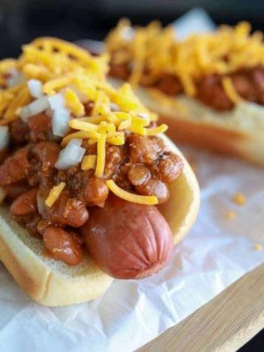 Air Fryer Chili Cheese Hot Dogs