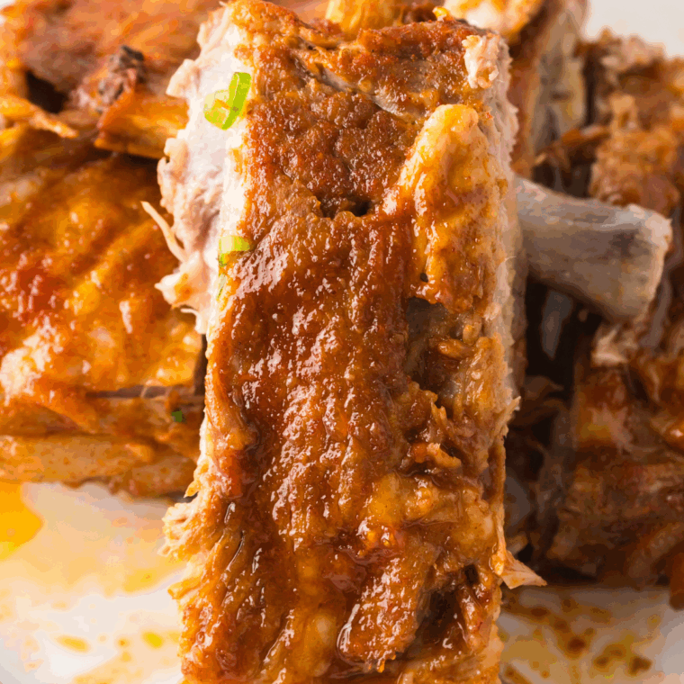 Browning beef short ribs in the Instant Pot sauté mode.