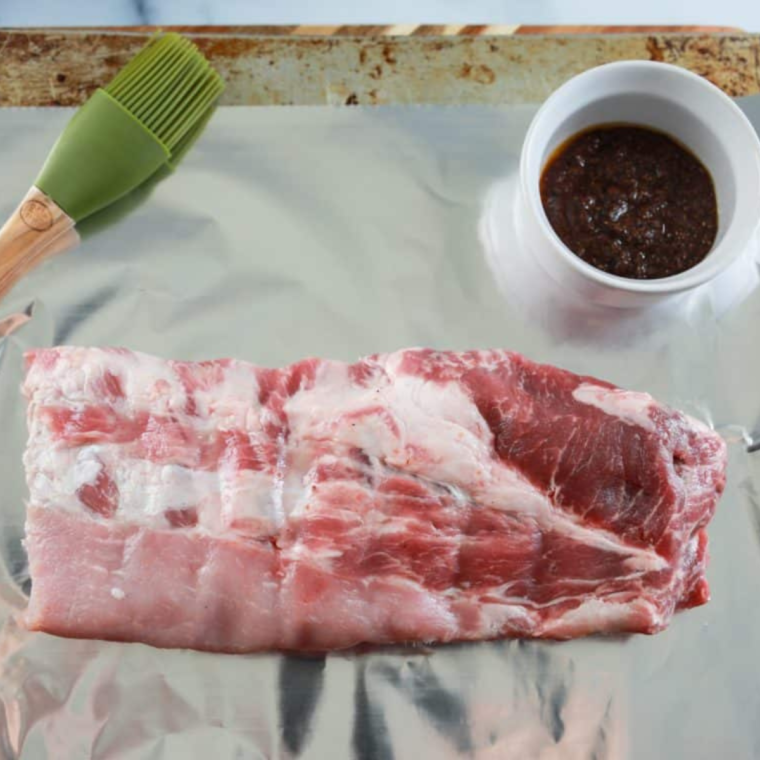 Ingredients needed for Blackstone Ribs on the counter.