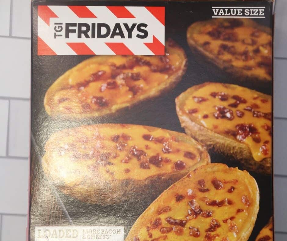 box of TGI fridays frozen potato skins