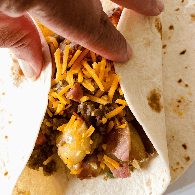 Wrapping up the burrito.
