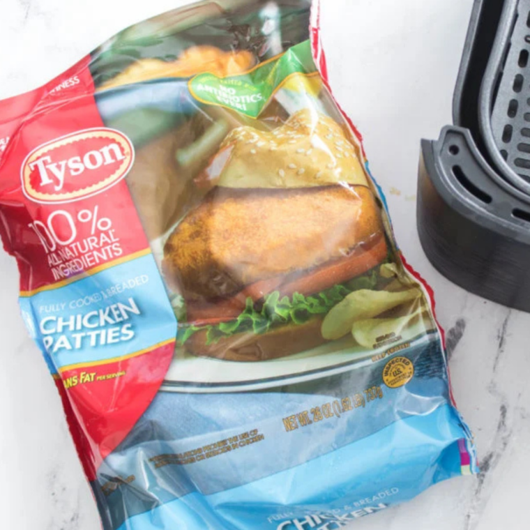 air fryer preheating to 400&deg;F ready for cooking chicken patties