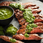 Air Fryer Flank Steak with Homemade Chimichurri Sauce