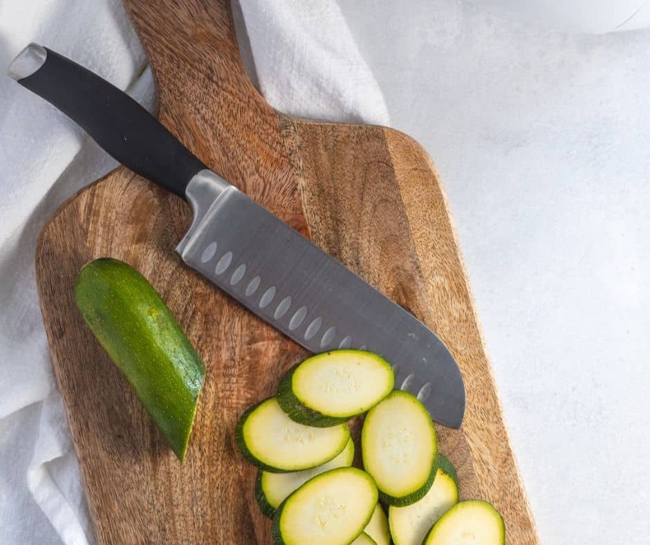 Sliced Zucchini on Cutting Board