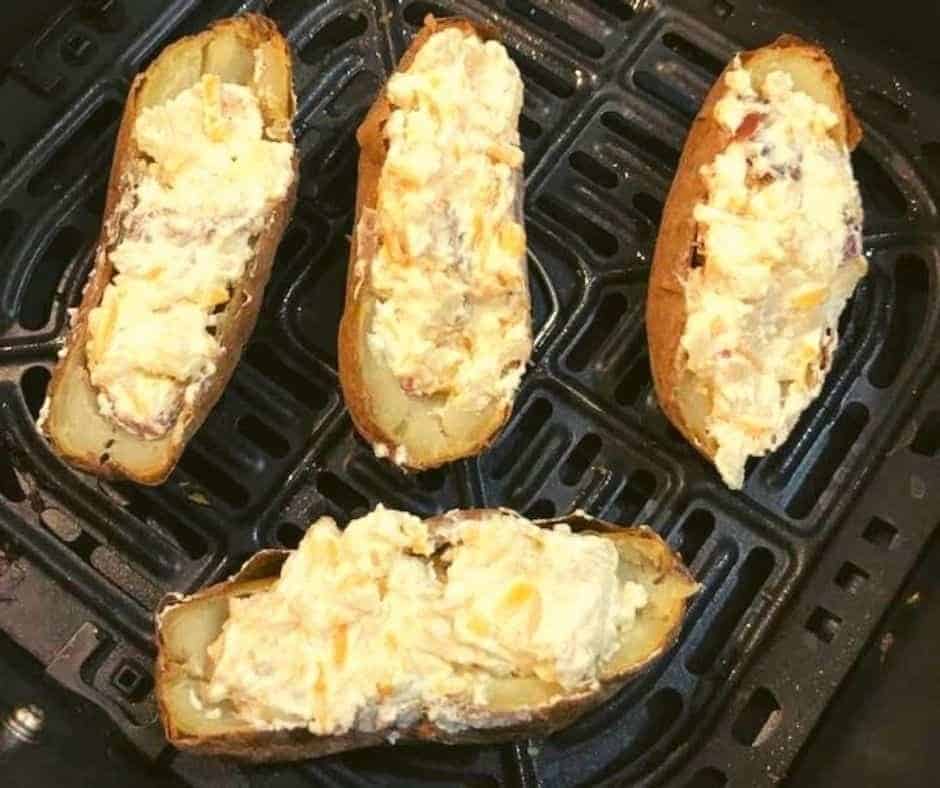 Twice Baked Potatoes in Air Fryer Basket