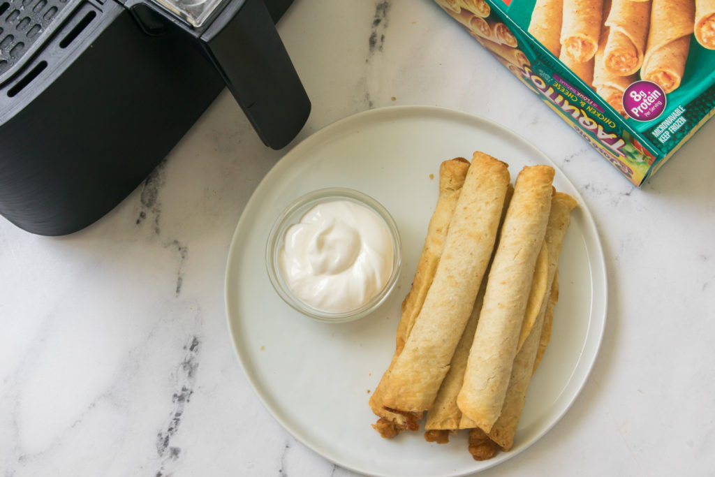 plate with frozen taquitos