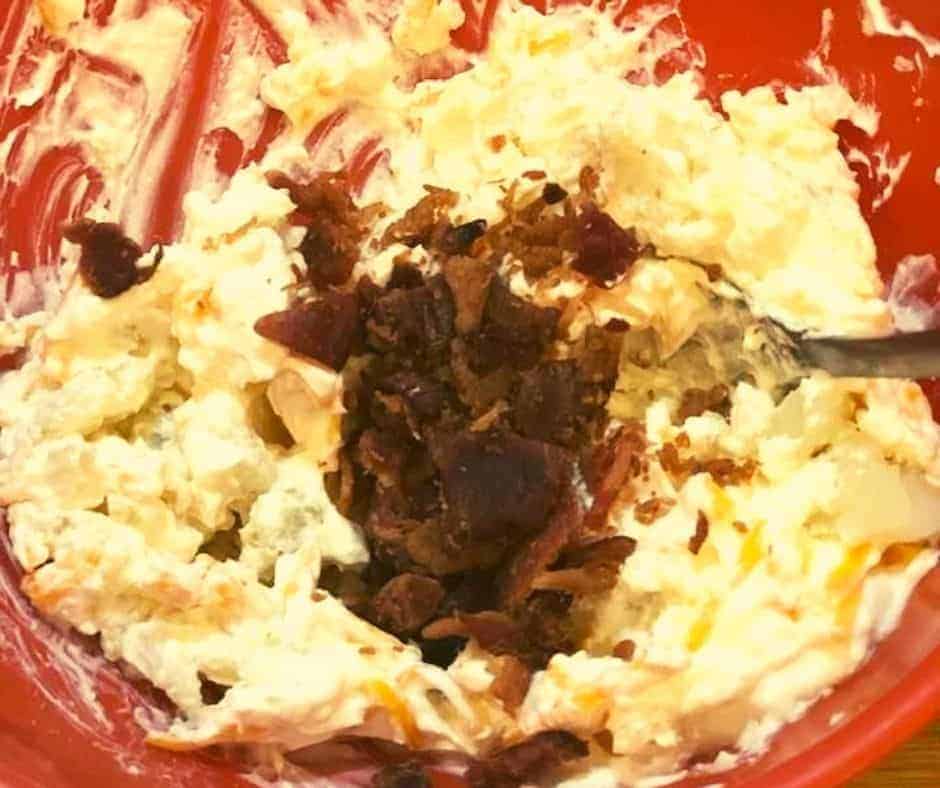 Add Ingredients In Mixing Bowl for 2x Baked Potatoes