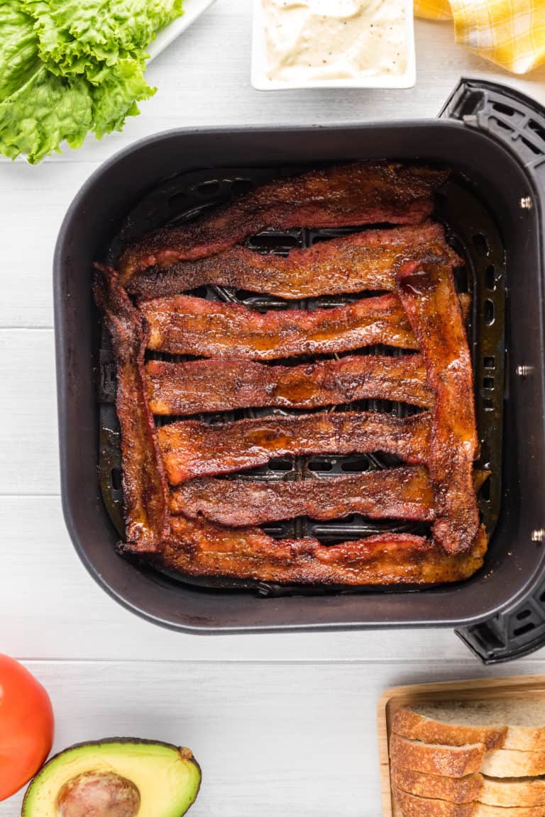 Air Fryer Brown Sugar Candied Bacon Fork To Spoon