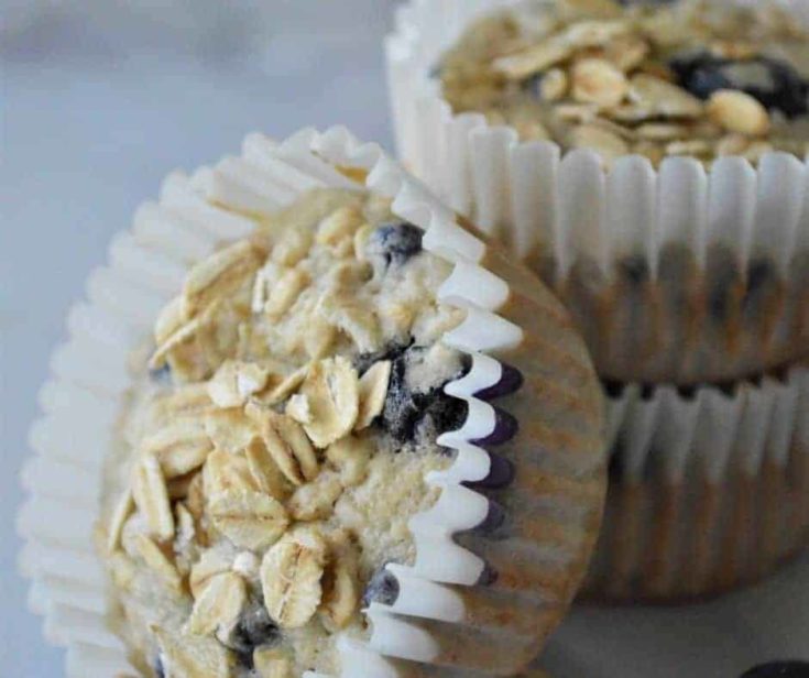 Air Fryer Banana Blueberry Oat Muffins Fork To Spoon