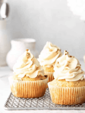 Air Fryer Maple Pecan Cupcakes