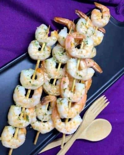 Air Fryer Garlic-Butter Shrimp Kebabs