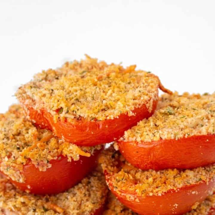 Air Fryer Parmesan Tomatoes Fork To Spoon