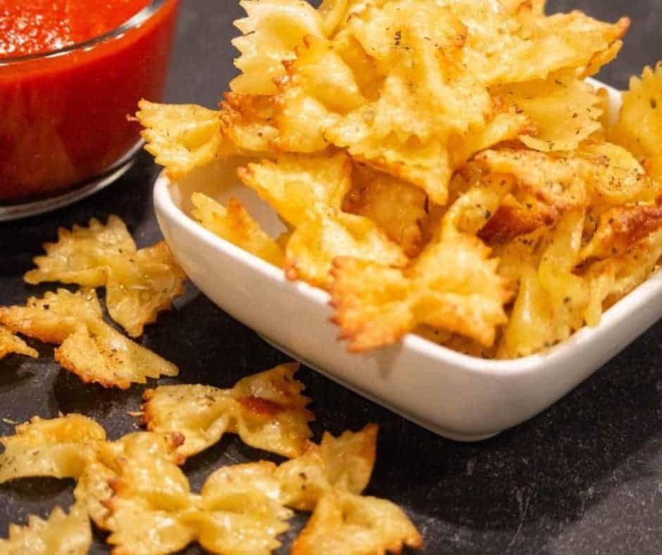 Air Fryer Pasta Chips in Bowl