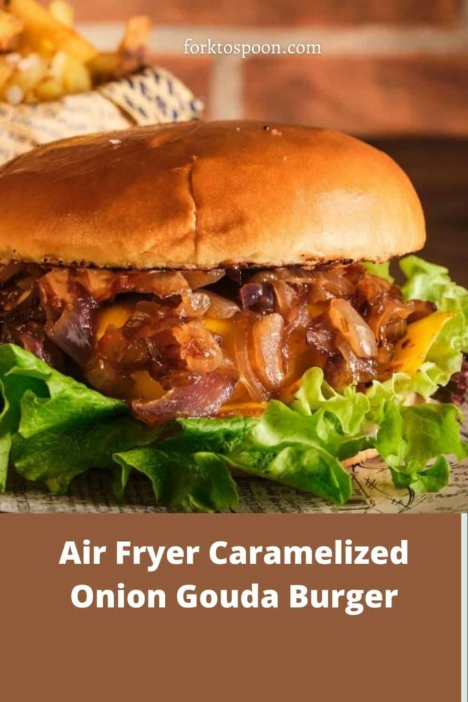 Air Fryer Caramelized Onion Gouda Burger