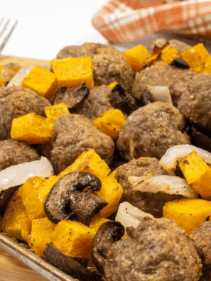 Air Fryer Turkey Sausage Meatballs and Squash