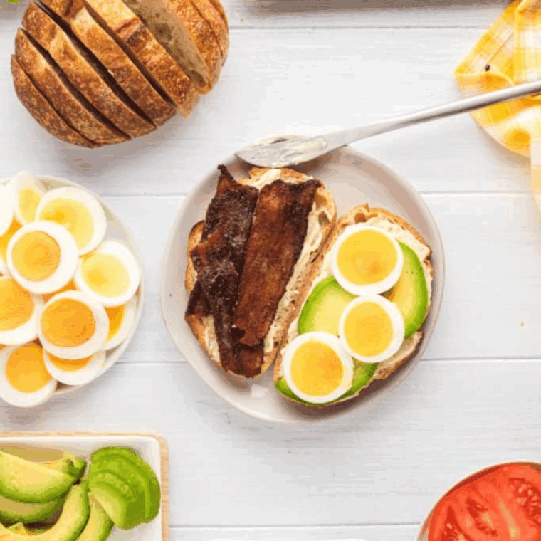 Air fryer Arby’s Brown Sugar Bacon BLT with crispy sweet bacon and fresh toppings on toasted bread.
