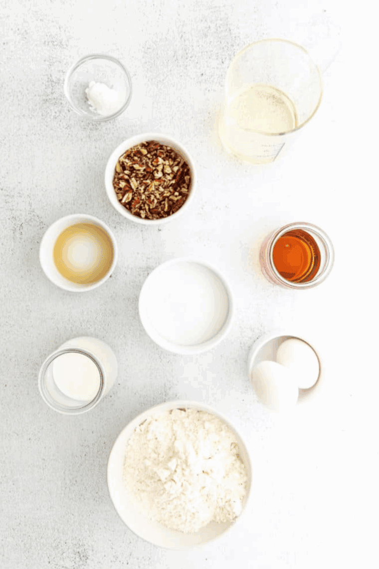 Ingredients needed for Dairy Free Cupcakes on kitchen table.