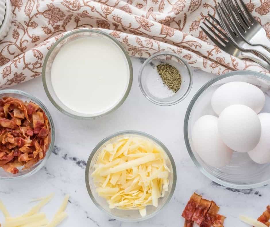 Ingredients Needed For Air Fryer Bacon & Gruyere Egg Frittata Cups
