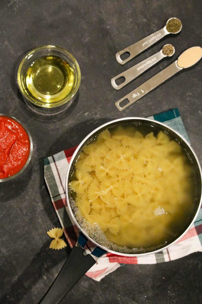 Pasta Chips in Boiling Water