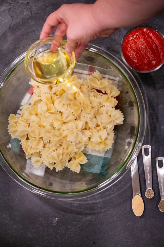 Pasta Chips with Olive Oil