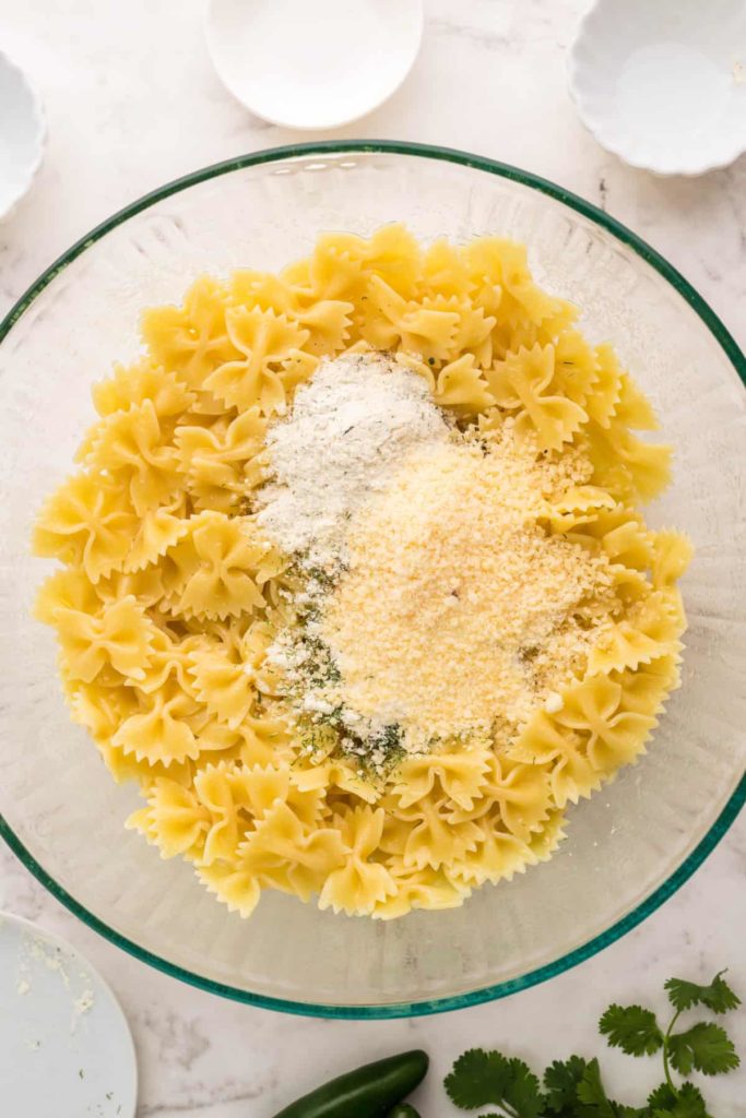 Air Fryer Cool Ranch Pasta Chips In Bowl