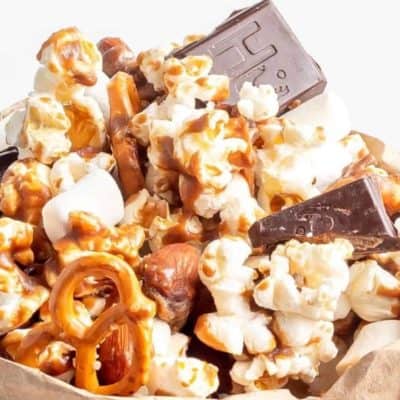 Air Fryer Caramel Chocolate Popcorn
