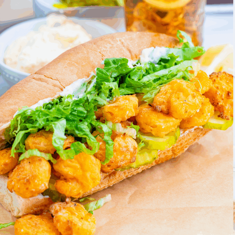 Arthur Treacher’s Po Boy Sandwich on kitchen table.