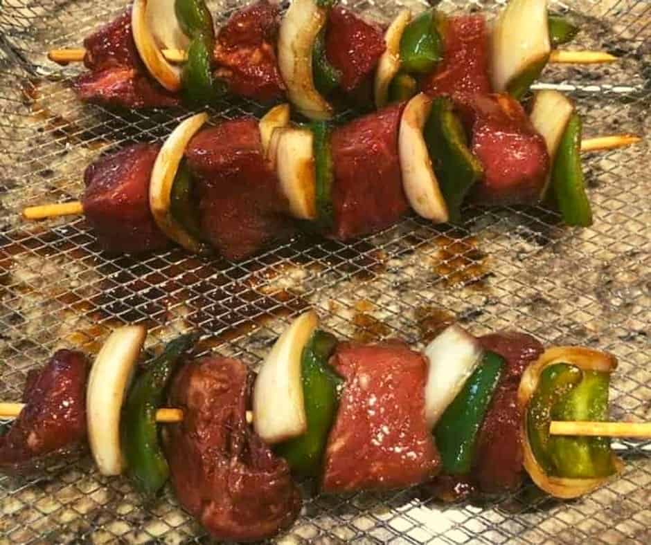 Beef Kebab Skewers in Air Fryer Tray