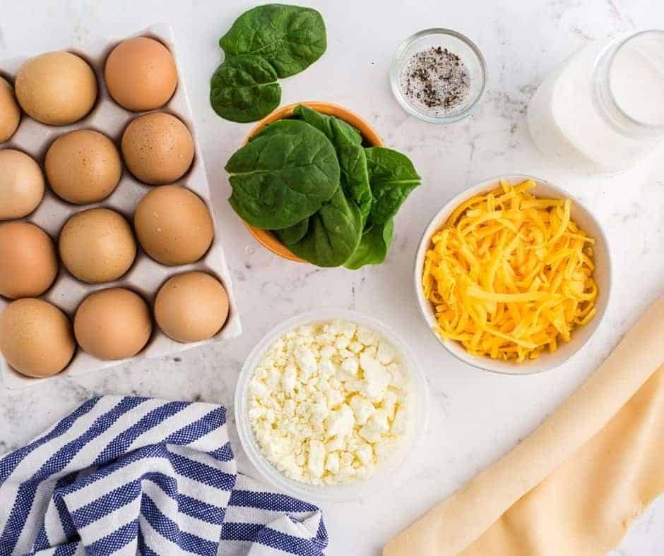 Ingredients Needed For Air Fryer Spinach Feta Quiche