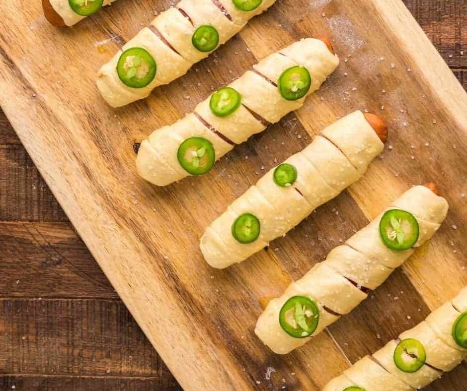 Place Jalapeno Peppers in Hot Dog Crescent Roll