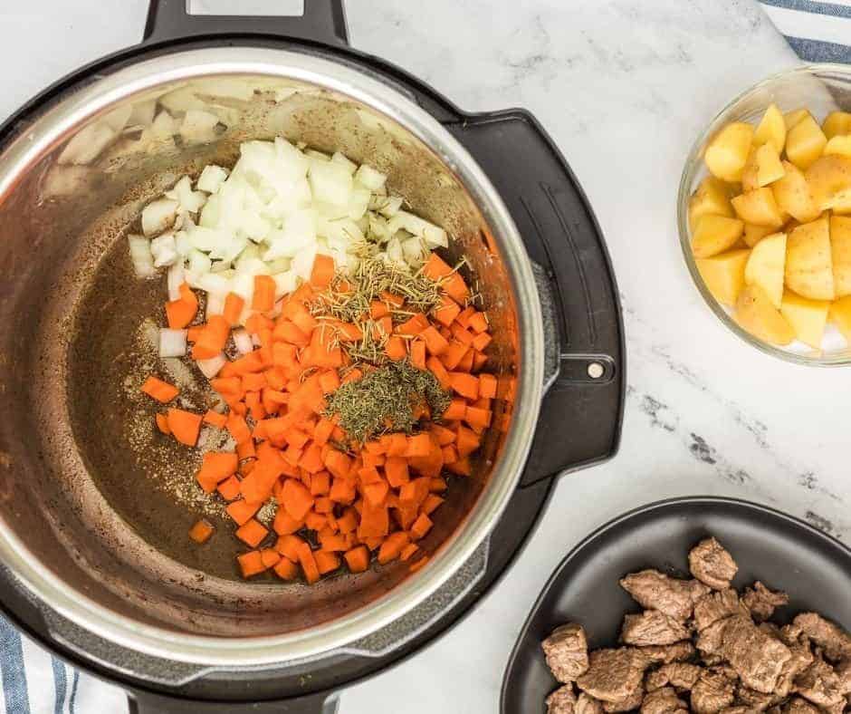 Saute Vegetables For Beef Stew In Instant Pot 