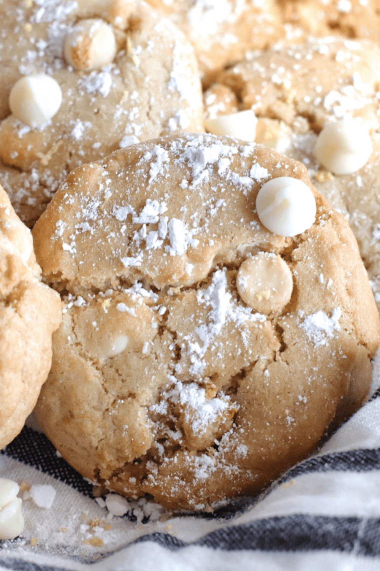 Golden, soft white chocolate chip cookies fresh from the air fryer, melty chocolate chips in every bite.