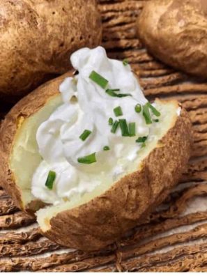 Air Fryer Roasted Baked Potatoes With Sour Cream and Chives
