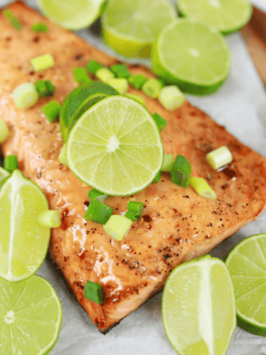 Air Fryer Garlic Lime Butter Salmon (Keto & Low-Carb)