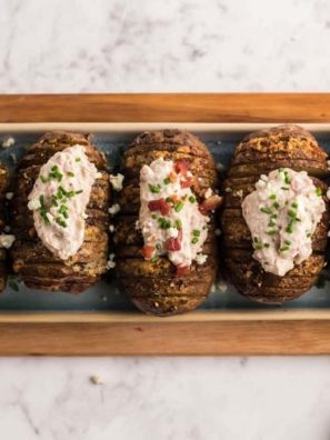 Air Fryer Hasselback Bacon and Bleu Cheese Potatoes