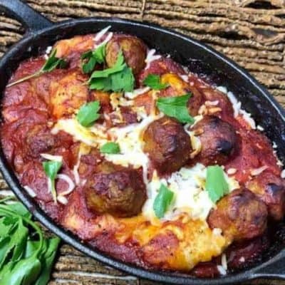 Air Fryer Italian Meatball and Biscuit Bake