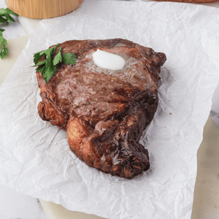 Air Fryer Ribeye Steak with crispy crust and tender interior.
