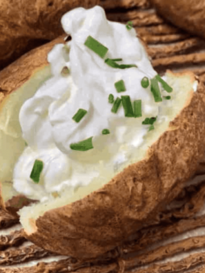 Air Fryer Roasted Baked Potatoes With Sour Cream and Chives