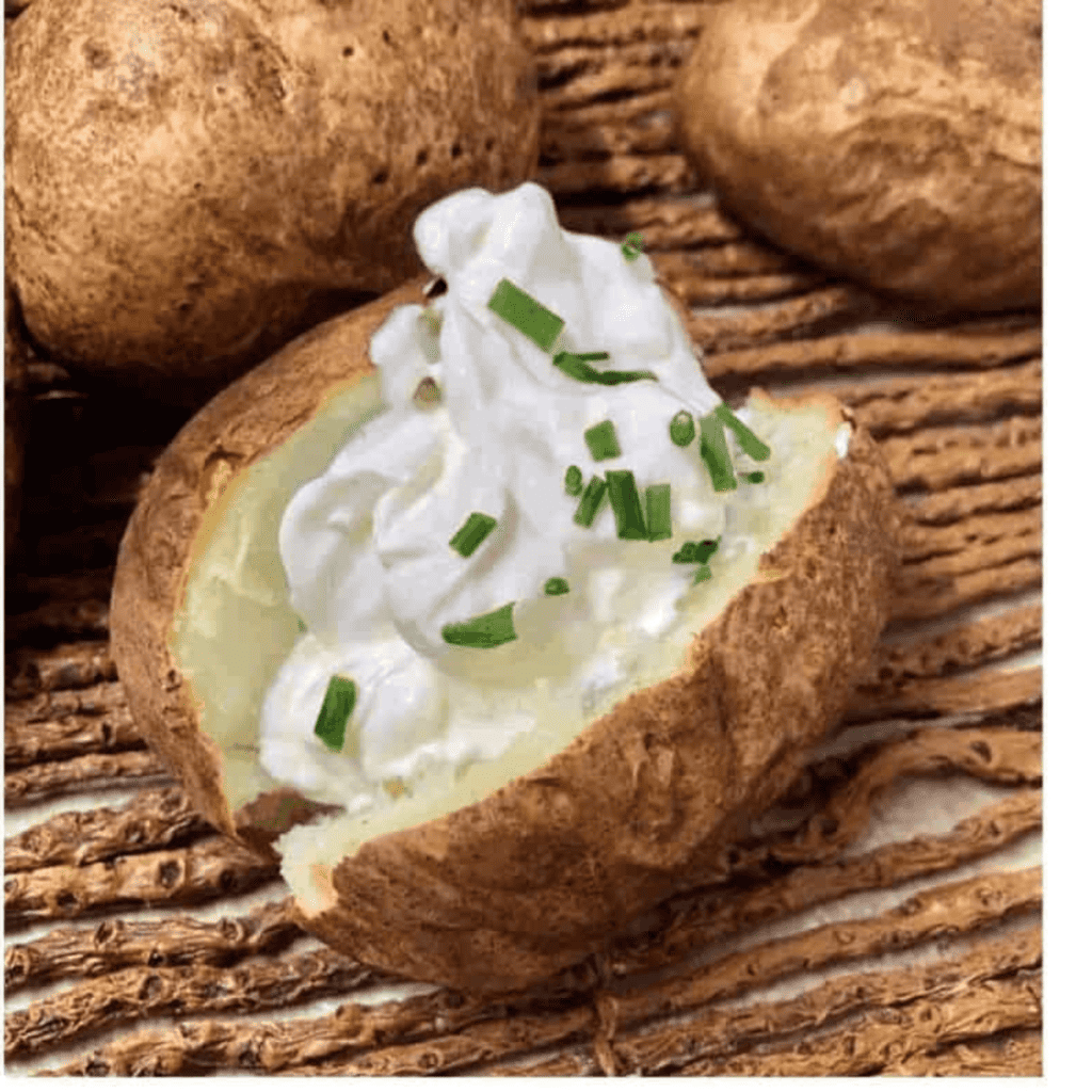 Air Fryer Roasted Baked Potatoes With Sour Cream and Chives