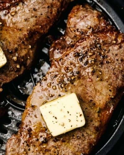 Air Fryer Sirloin Steaks with Garlic Butter