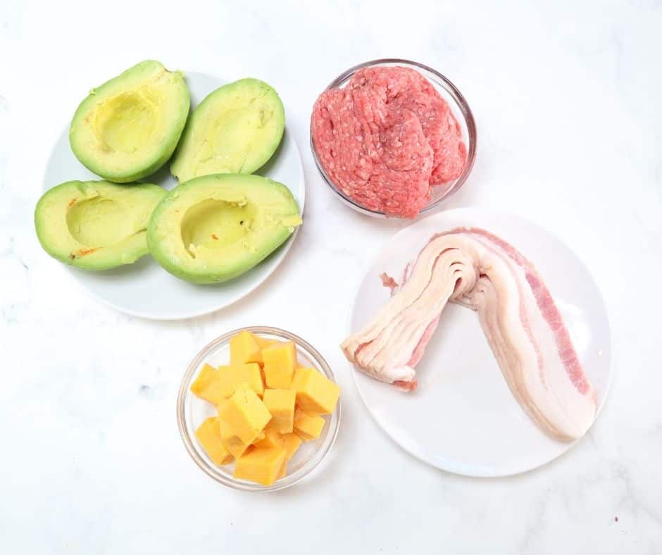 Ingredients Needed For Air Fryer Keto Bacon-Wrapped Avocado Burger Bombs