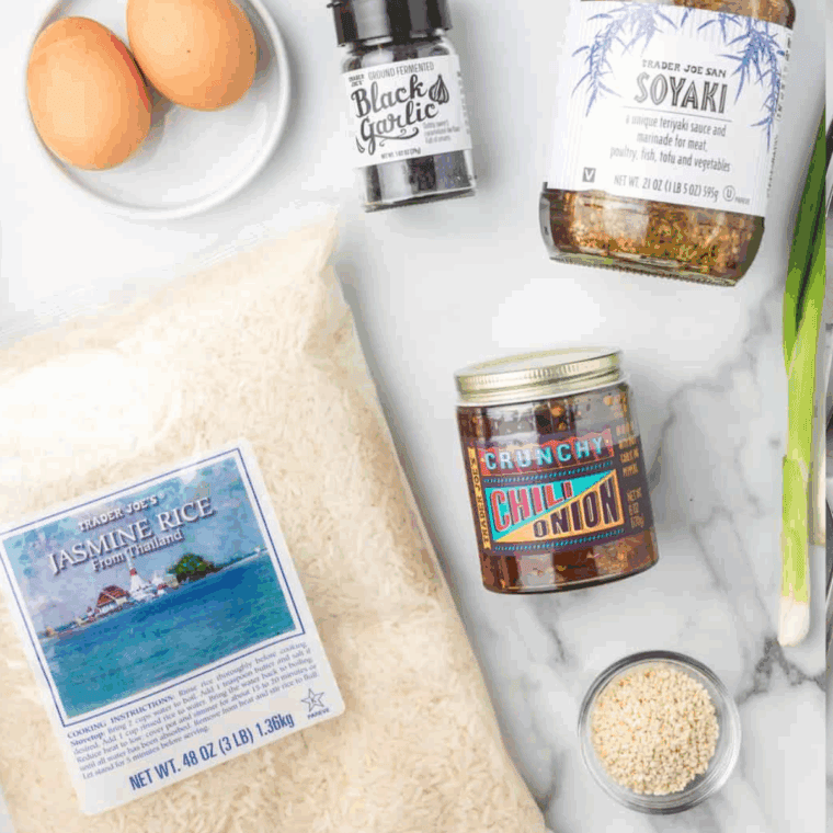 Ingredients needed for Instant Pot Coconut Jasmine Rice on kitchen table.
