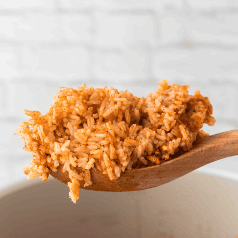 Fluffy and seasoned Ninja Foodi Mexican Rice, ready to serve as a side dish.